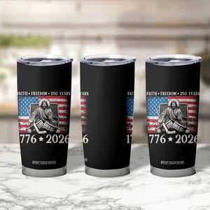 250 Years Faith and Freedom Christian Tumbler Cup Jesus Hockey Player 4th of July American Flag TS14 Print Your Wear