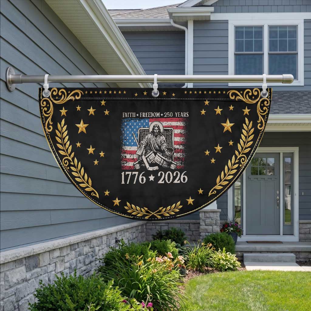 250 Years Faith and Freedom Christian Patriotic Fan Flag Jesus Hockey Player 4th of July American Flag