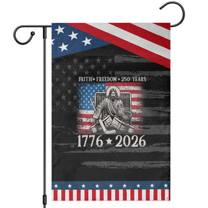 250 Years Faith and Freedom Christian Patriotic Garden Flag Jesus Hockey Player 4th of July American Flag TS14 Distressed Black Blue Print Your Wear