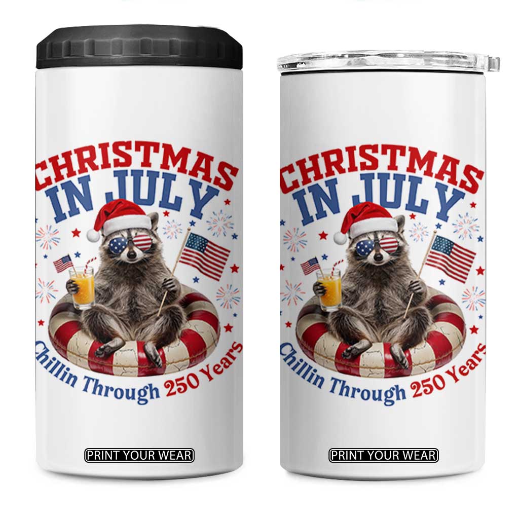 Raccoon 250th Anniversary 4 in 1 Can Cooler Tumbler Christmas in July TS14 One Size: 16 oz White Print Your Wear