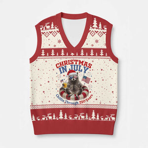 Raccoon 250th Anniversary V-Neck Knit Sweater Vest Christmas in July