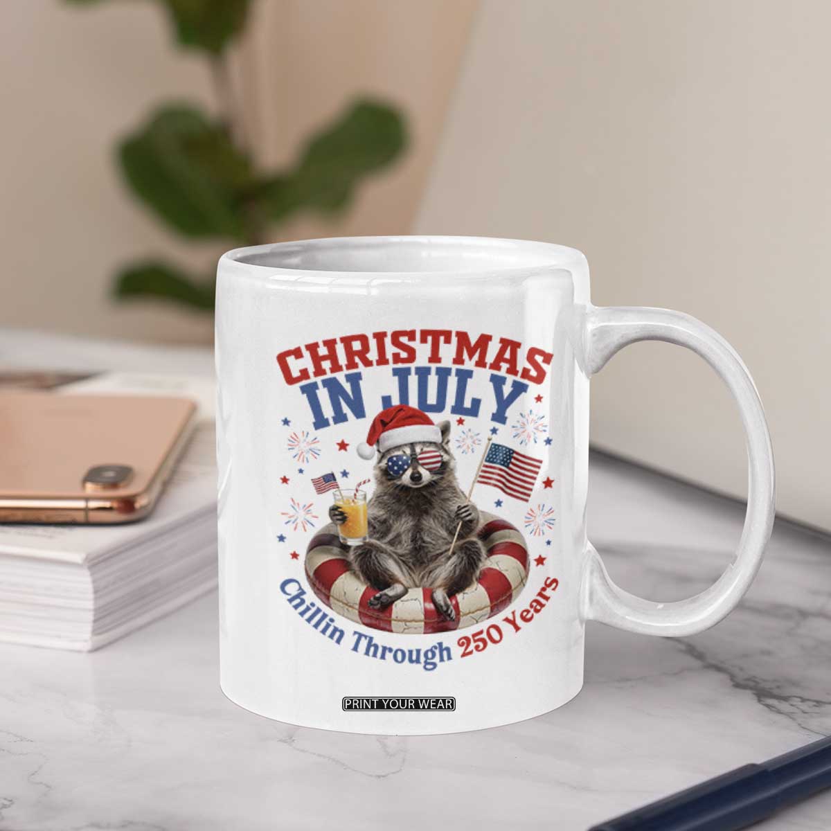 Raccoon 250th Anniversary Coffee Mug Christmas in July