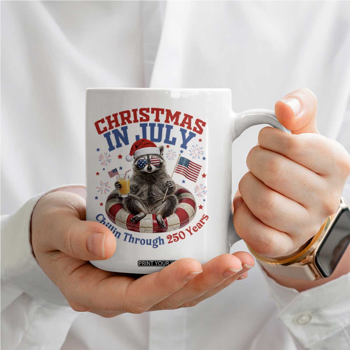 Raccoon 250th Anniversary Coffee Mug Christmas in July