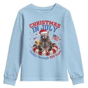 Raccoon 250th Anniversary Youth Sweatshirt Christmas in July TS14 Light Blue Print Your Wear