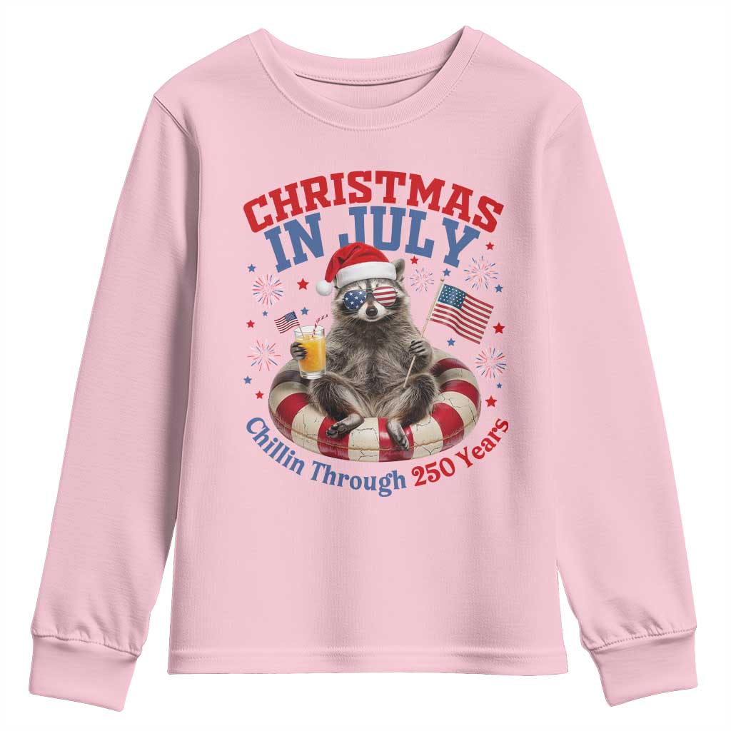 Raccoon 250th Anniversary Youth Sweatshirt Christmas in July TS14 Light Pink Print Your Wear