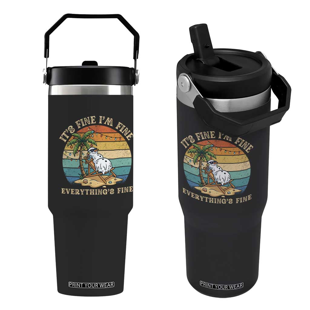 Snowman in july Flip Straw Tumbler Hawaian Beach Vacation Christmas in July