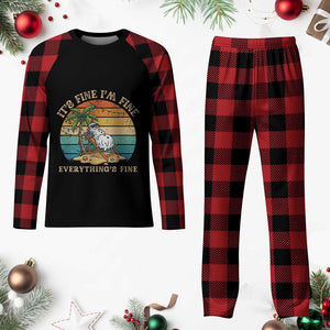 Snowman in july Plaid Pajama Set Hawaian Beach Vacation Christmas in July