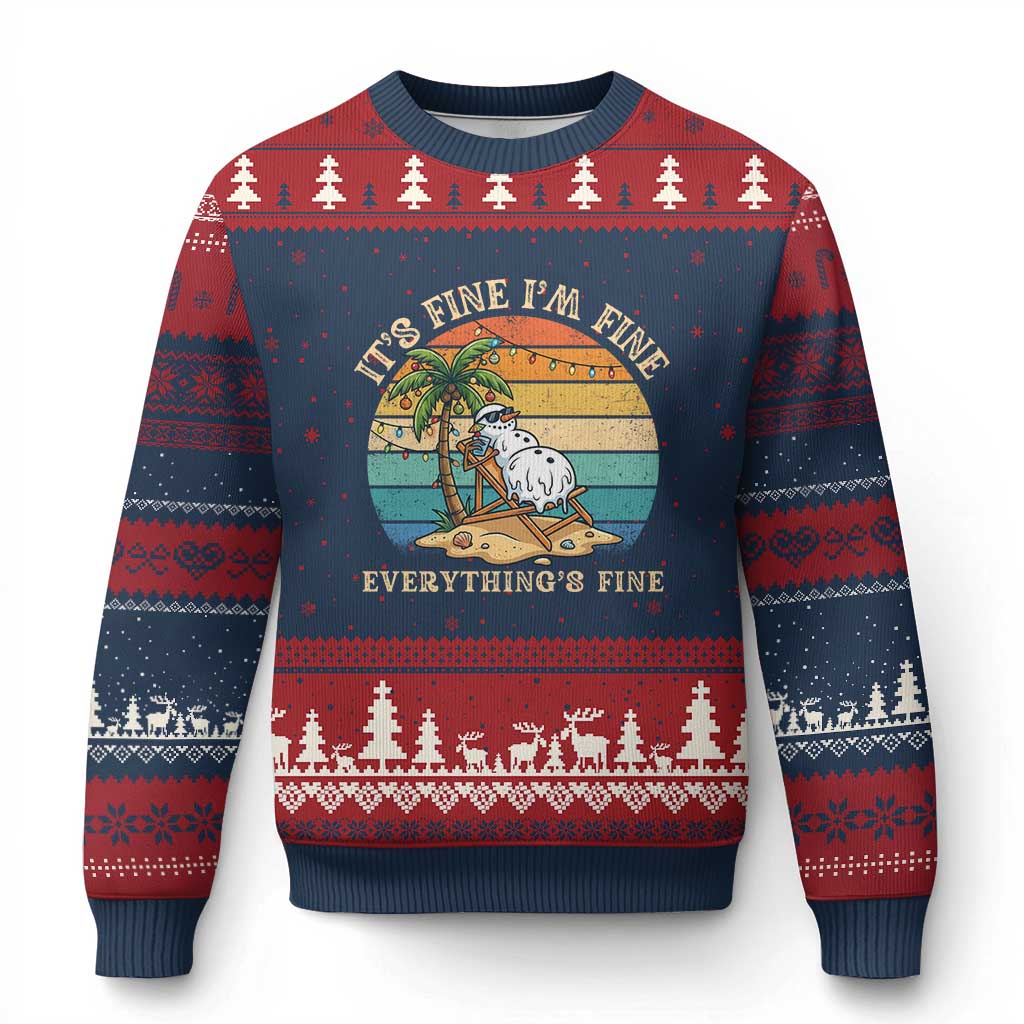 Snowman in july Ugly Christmas Sweater Hawaian Beach Vacation Christmas in July TS14 Navy Red Print Your Wear