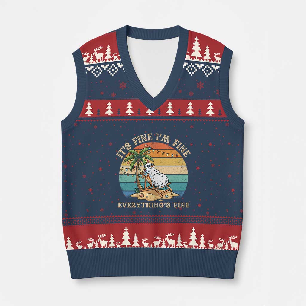 Snowman in july V-Neck Knit Sweater Vest Hawaian Beach Vacation Christmas in July TS14 Navy Red Print Your Wear