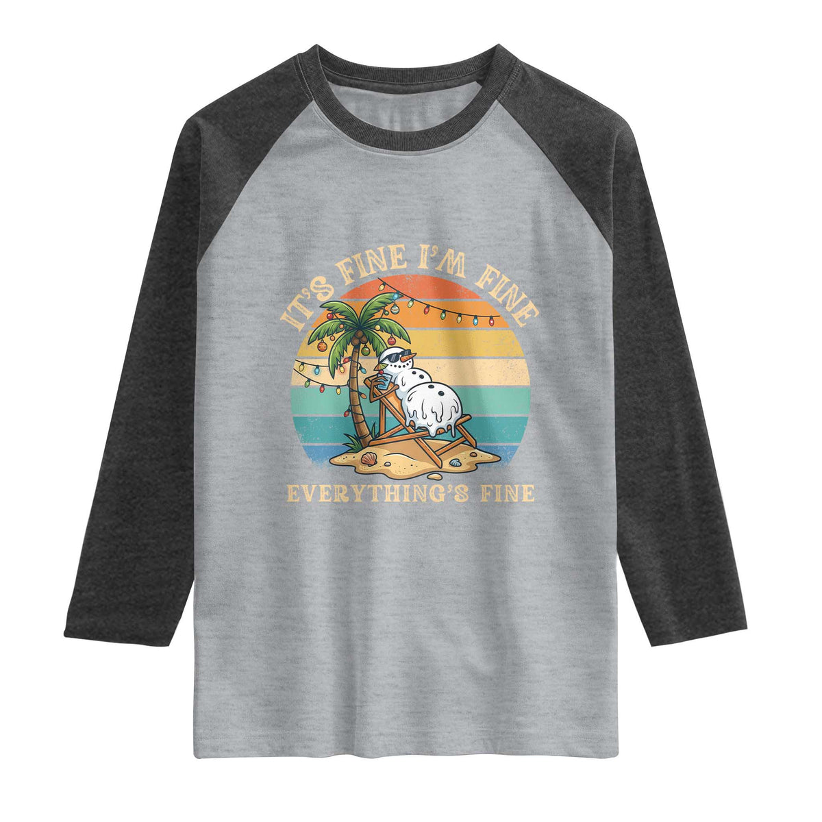 Snowman in july Raglan Shirt Hawaian Beach Vacation Christmas in July TS14 Heather Gray Heather Charcoal Print Your Wear