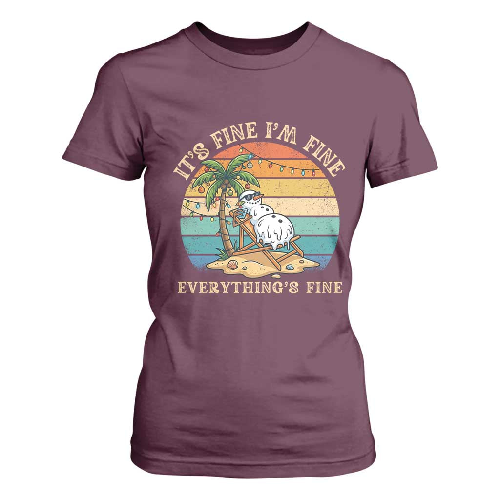 Snowman in july T Shirt For Women Hawaian Beach Vacation Christmas in July