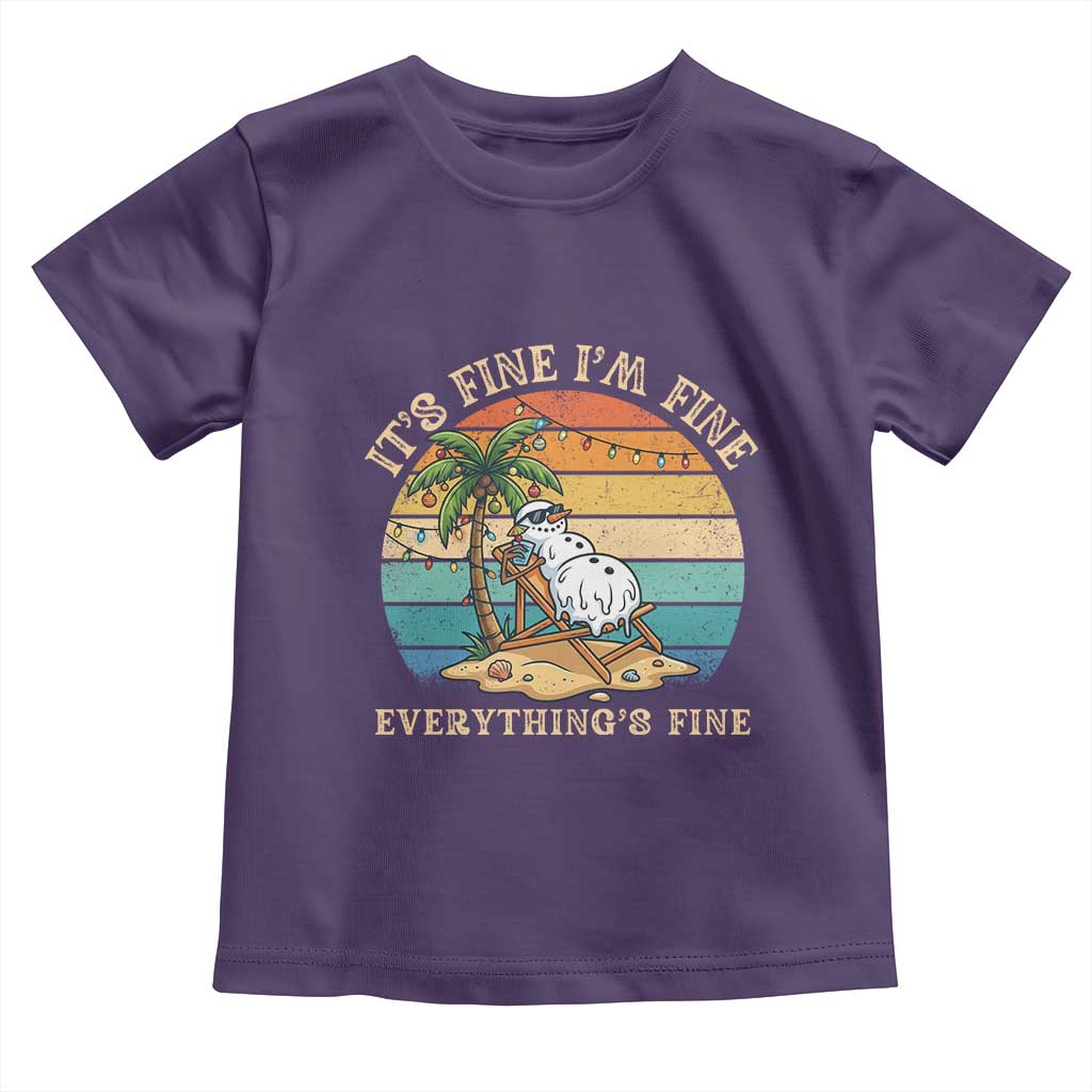 Snowman in july Toddler T Shirt Hawaian Beach Vacation Christmas in July
