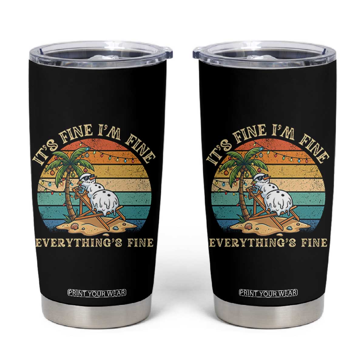 Snowman in july Tumbler Cup Hawaian Beach Vacation Christmas in July