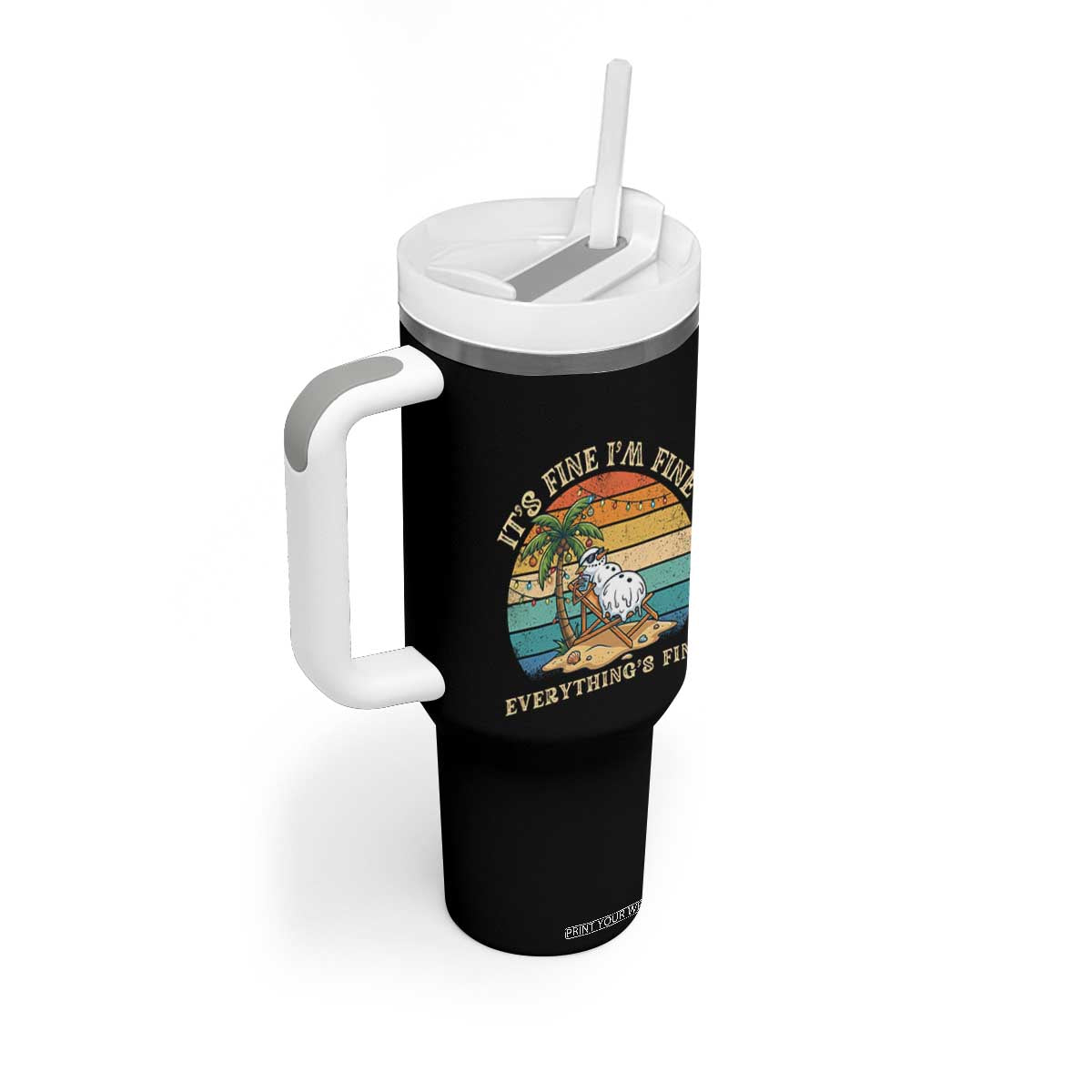 Snowman in july Tumbler With Handle Hawaian Beach Vacation Christmas in July
