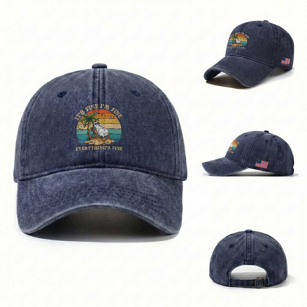 Snowman in july Washed Cotton Baseball Cap Hawaian Beach Vacation Christmas in July