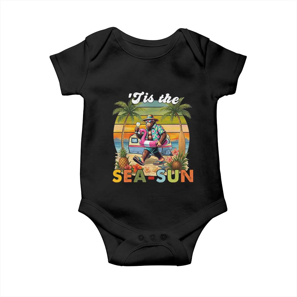 Hawaiian Bigfoot Christmas In July Baby Onesie Tis The Sea-Sun TS14 Black Print Your Wear