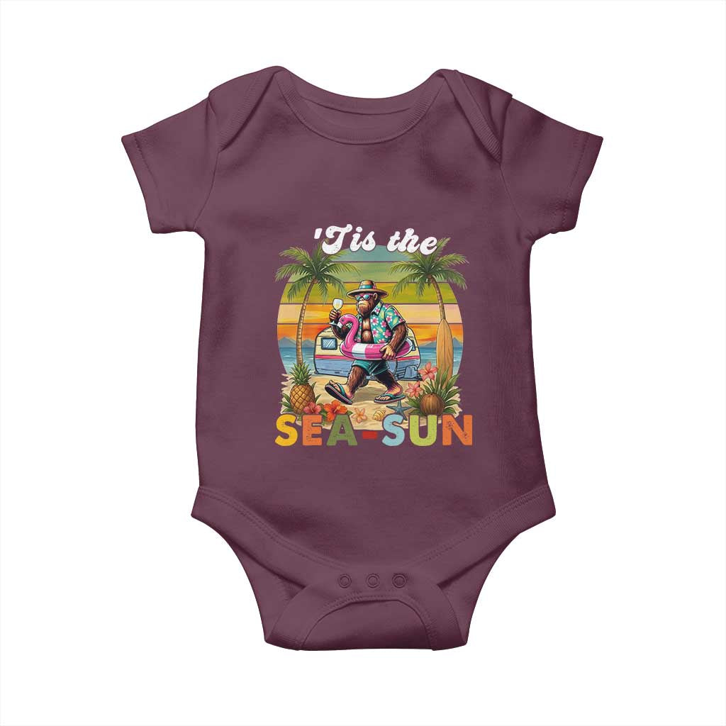 Hawaiian Bigfoot Christmas In July Baby Onesie Tis The Sea-Sun