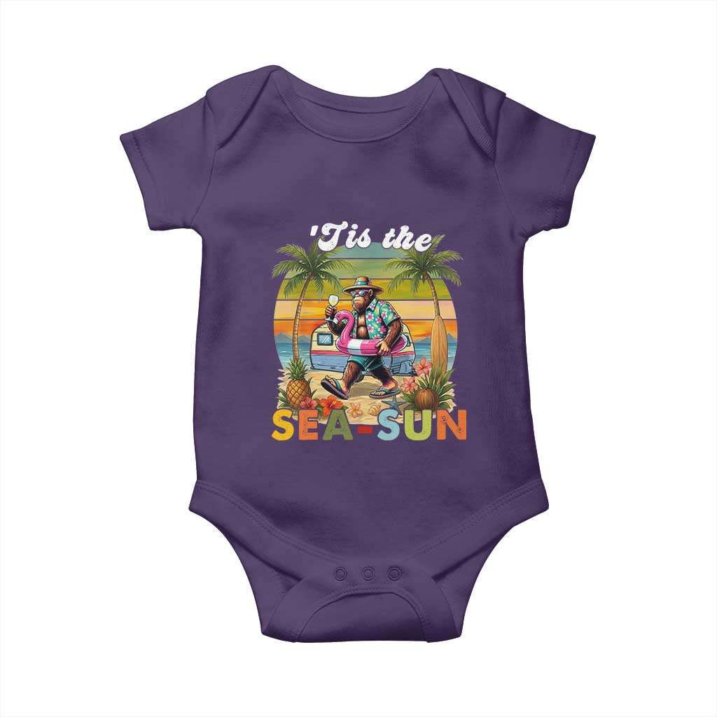 Hawaiian Bigfoot Christmas In July Baby Onesie Tis The Sea-Sun