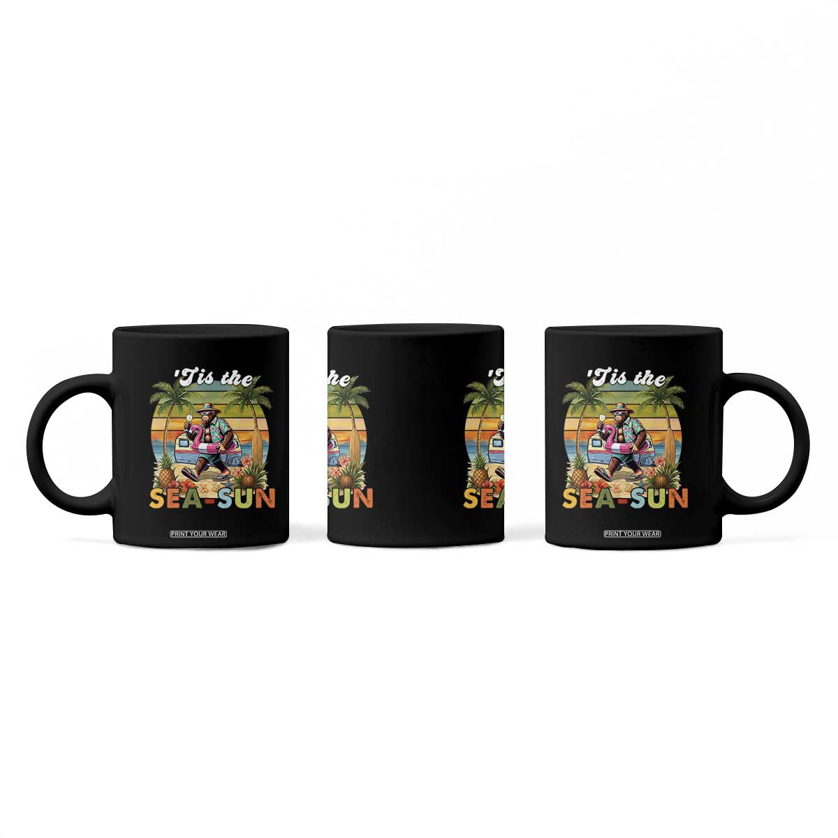 Hawaiian Bigfoot Christmas In July Coffee Mug Tis The Sea-Sun
