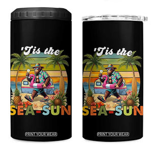 Hawaiian Bigfoot Christmas In July 4 in 1 Can Cooler Tumbler Tis The Sea-Sun