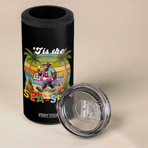 Hawaiian Bigfoot Christmas In July 4 in 1 Can Cooler Tumbler Tis The Sea-Sun