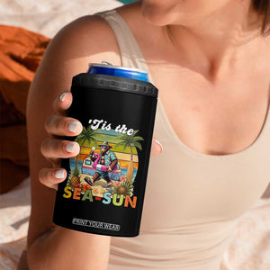 Hawaiian Bigfoot Christmas In July 4 in 1 Can Cooler Tumbler Tis The Sea-Sun