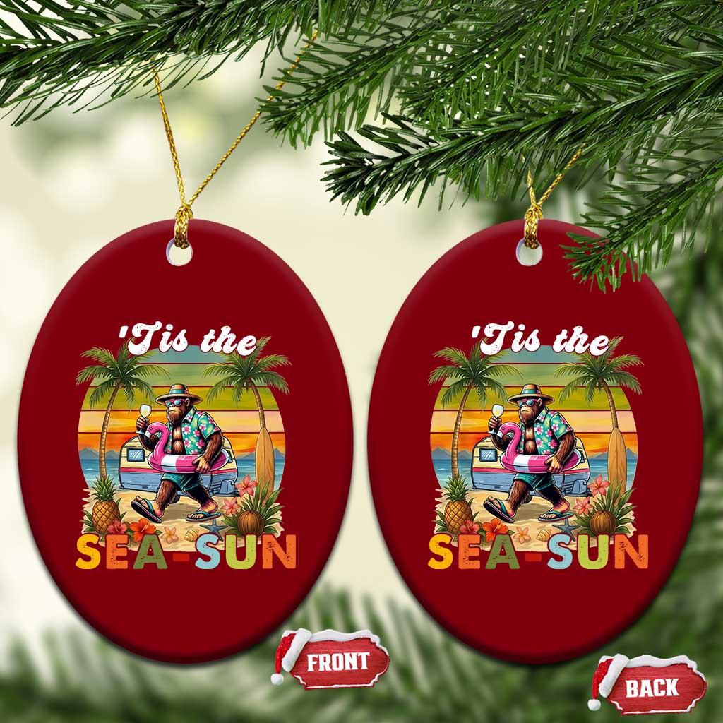 Hawaiian Bigfoot Christmas In July Ceramic Ornament Tis The Sea-Sun