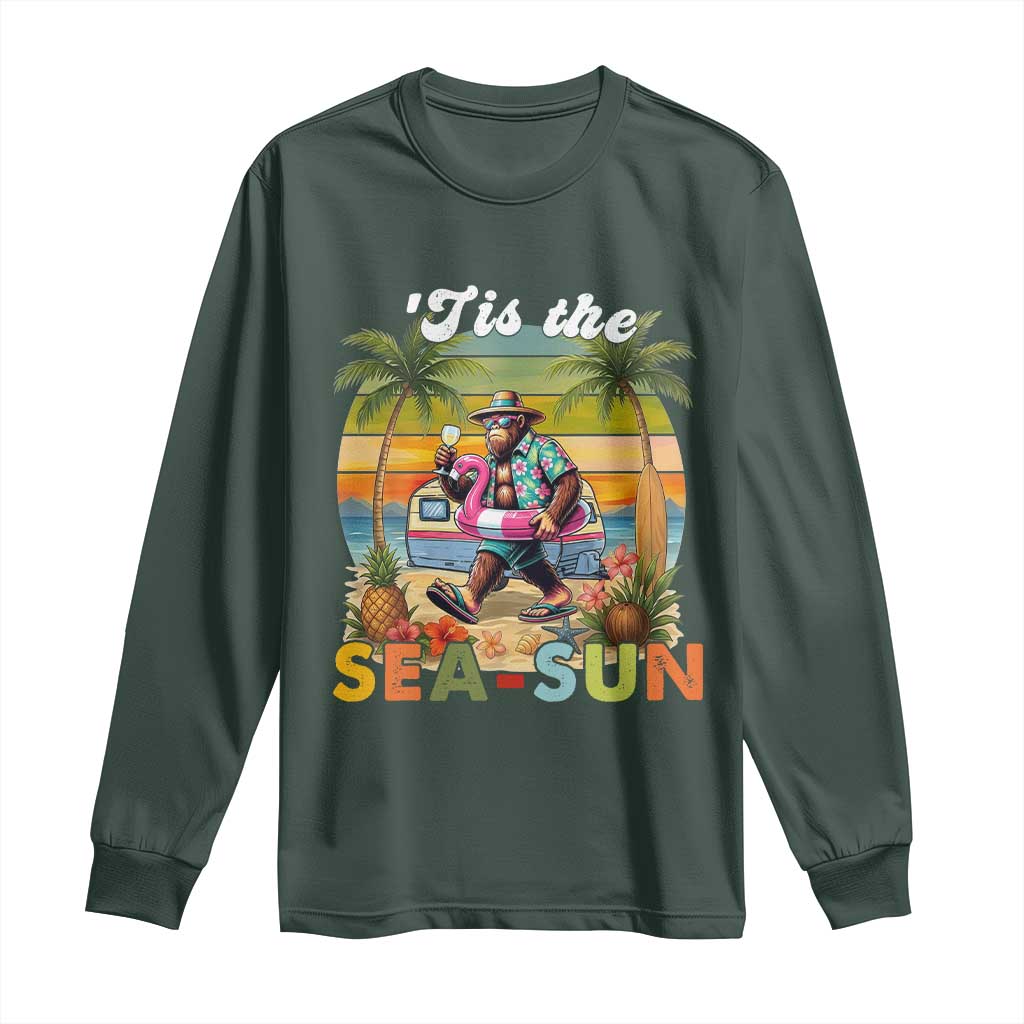 Hawaiian Bigfoot Christmas In July Long Sleeve Shirt Tis The Sea-Sun