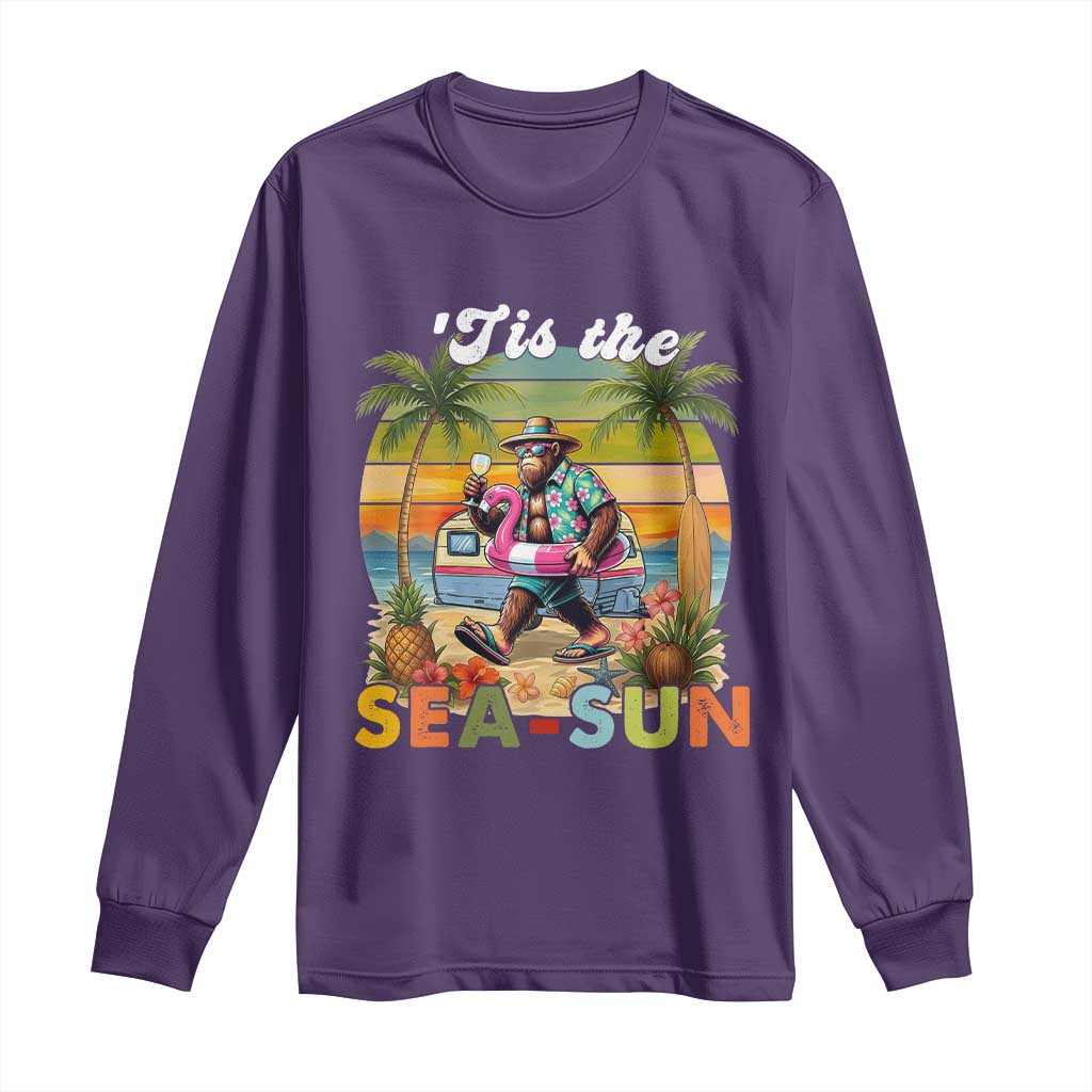 Hawaiian Bigfoot Christmas In July Long Sleeve Shirt Tis The Sea-Sun