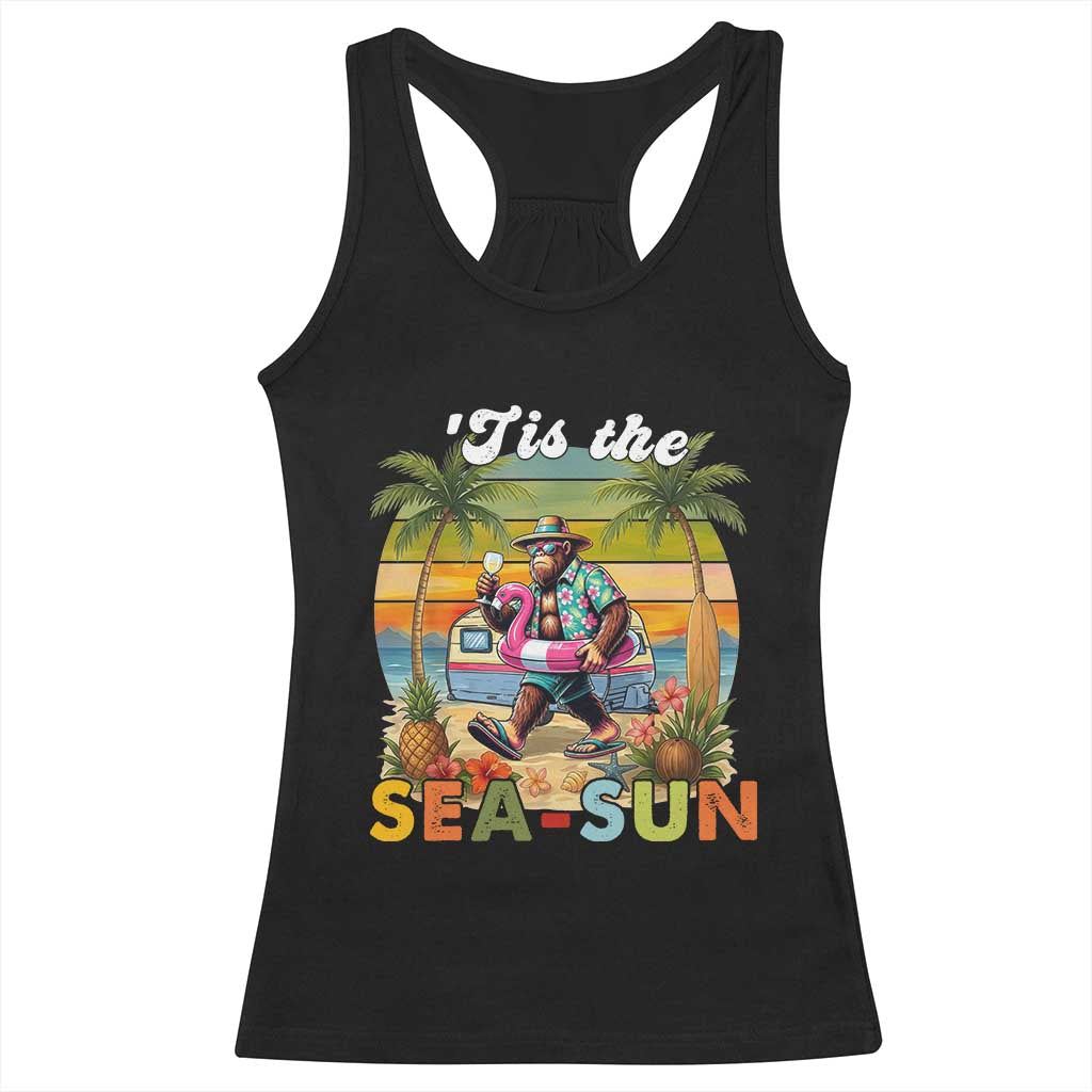 Hawaiian Bigfoot Christmas In July Racerback Tank Top Tis The Sea-Sun
