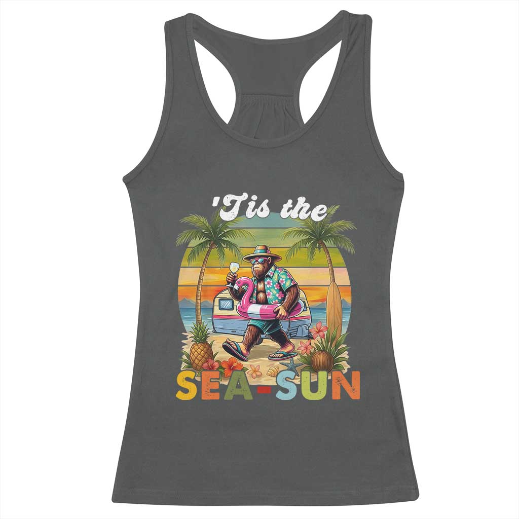 Hawaiian Bigfoot Christmas In July Racerback Tank Top Tis The Sea-Sun