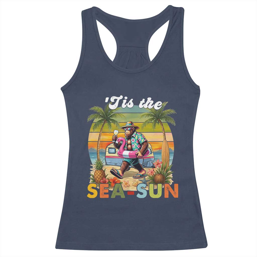 Hawaiian Bigfoot Christmas In July Racerback Tank Top Tis The Sea-Sun
