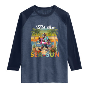 Hawaiian Bigfoot Christmas In July Raglan Shirt Tis The Sea-Sun
