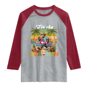 Hawaiian Bigfoot Christmas In July Raglan Shirt Tis The Sea-Sun