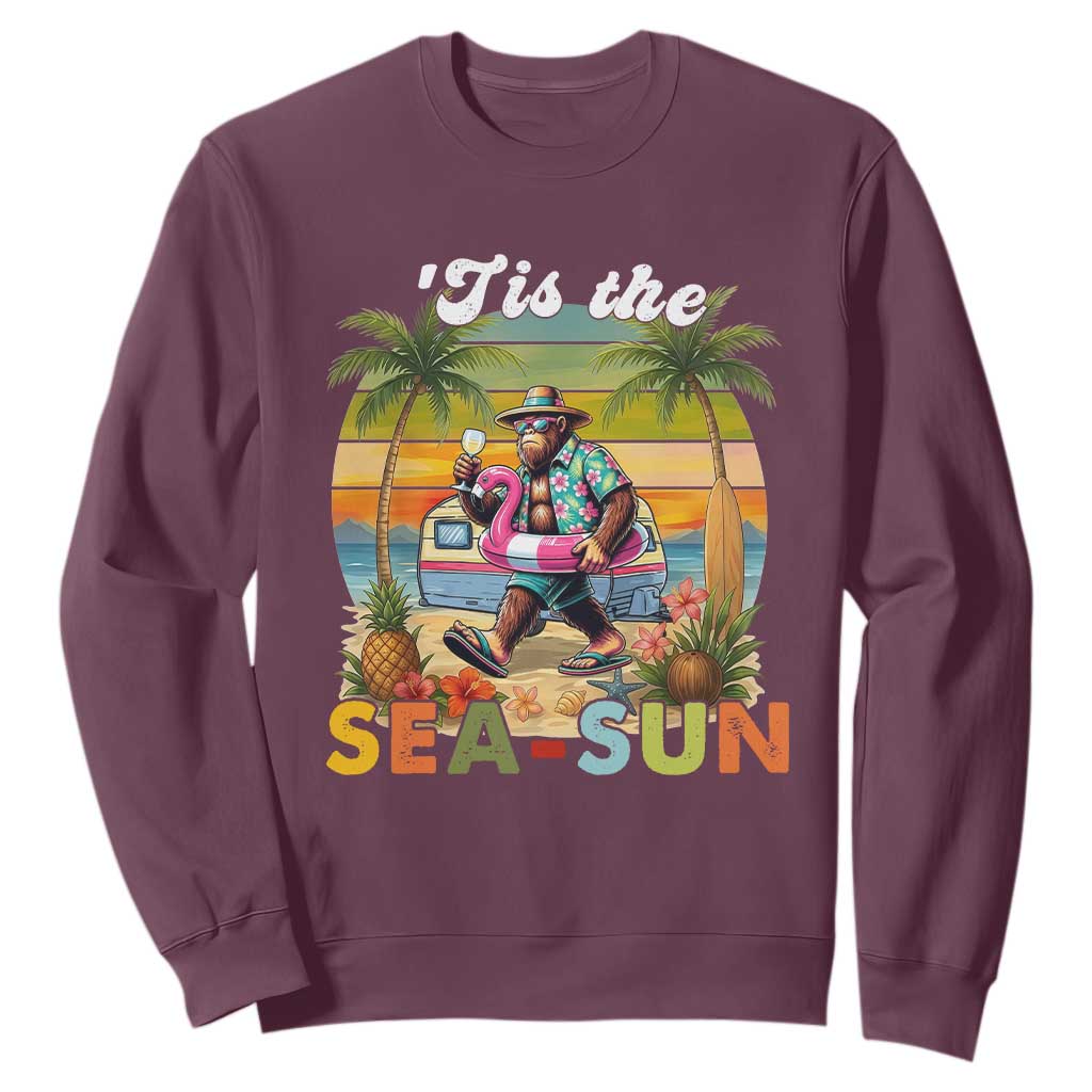 Hawaiian Bigfoot Christmas In July Sweatshirt Tis The Sea-Sun