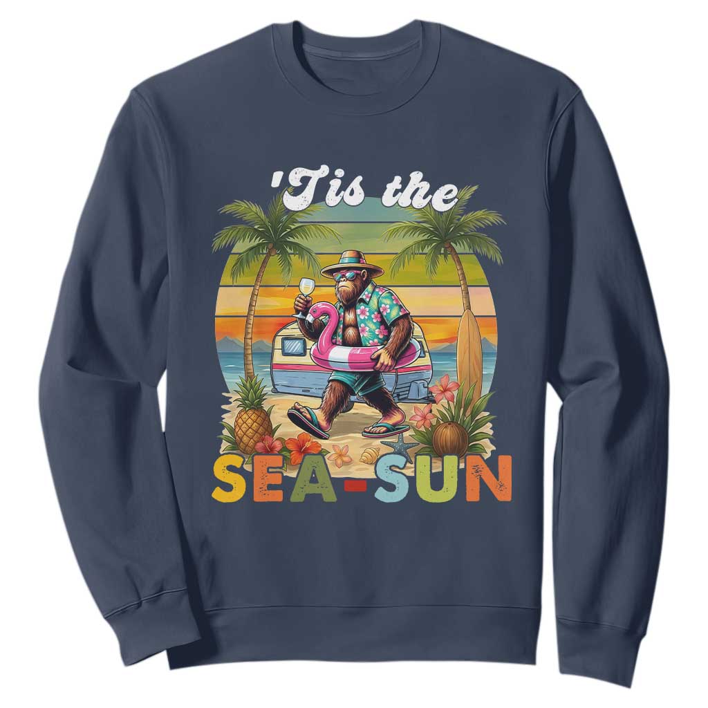 Hawaiian Bigfoot Christmas In July Sweatshirt Tis The Sea-Sun