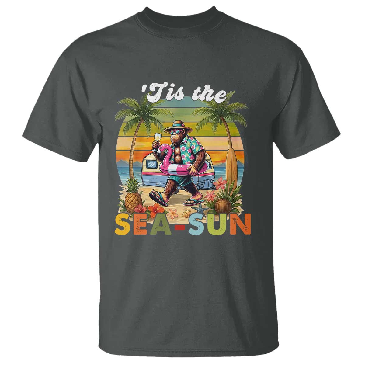 Hawaiian Bigfoot Christmas In July T Shirt Tis The Sea-Sun