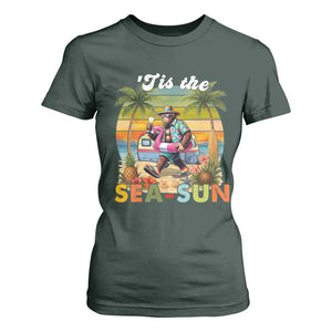 Hawaiian Bigfoot Christmas In July T Shirt For Women Tis The Sea-Sun TS14 Dark Forest Green Print Your Wear