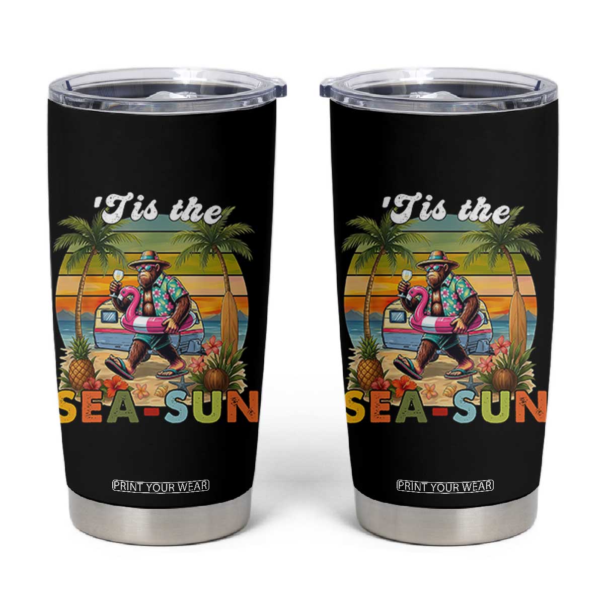 Hawaiian Bigfoot Christmas In July Tumbler Cup Tis The Sea-Sun
