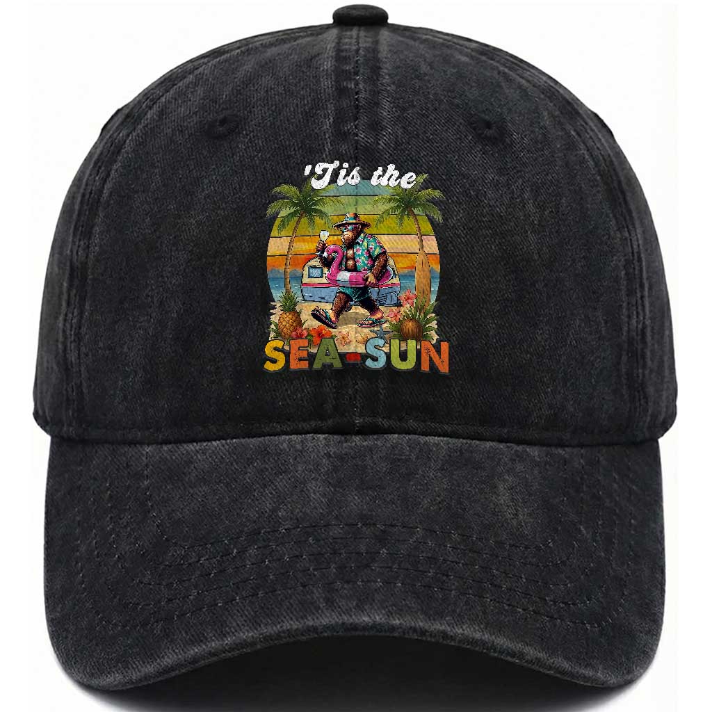 Hawaiian Bigfoot Christmas In July Washed Cotton Baseball Cap Tis The Sea-Sun TS14 Print Your Wear