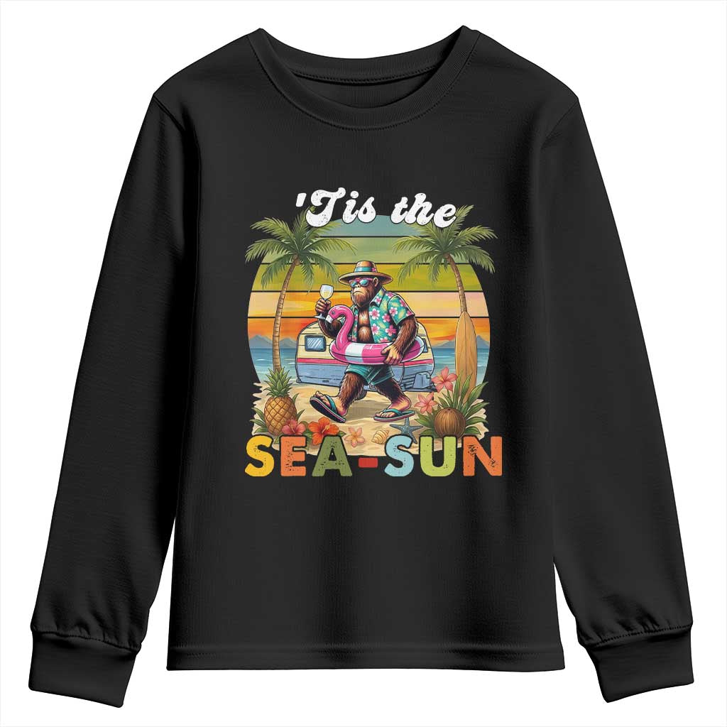 Hawaiian Bigfoot Christmas In July Youth Sweatshirt Tis The Sea-Sun