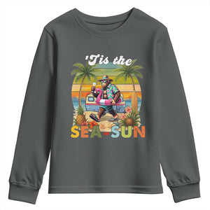Hawaiian Bigfoot Christmas In July Youth Sweatshirt Tis The Sea-Sun