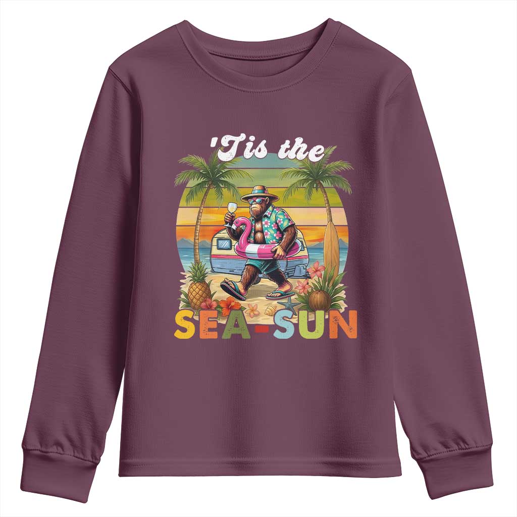 Hawaiian Bigfoot Christmas In July Youth Sweatshirt Tis The Sea-Sun