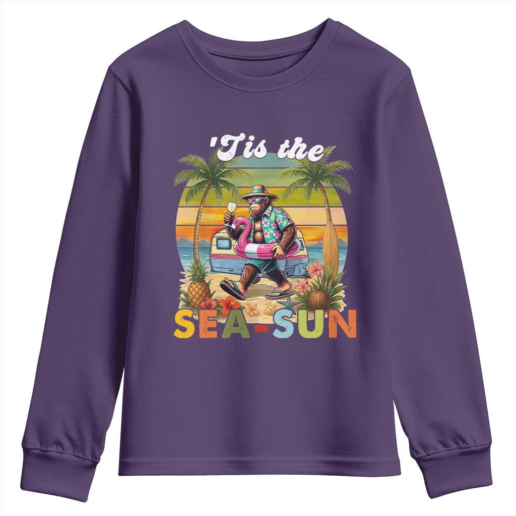 Hawaiian Bigfoot Christmas In July Youth Sweatshirt Tis The Sea-Sun