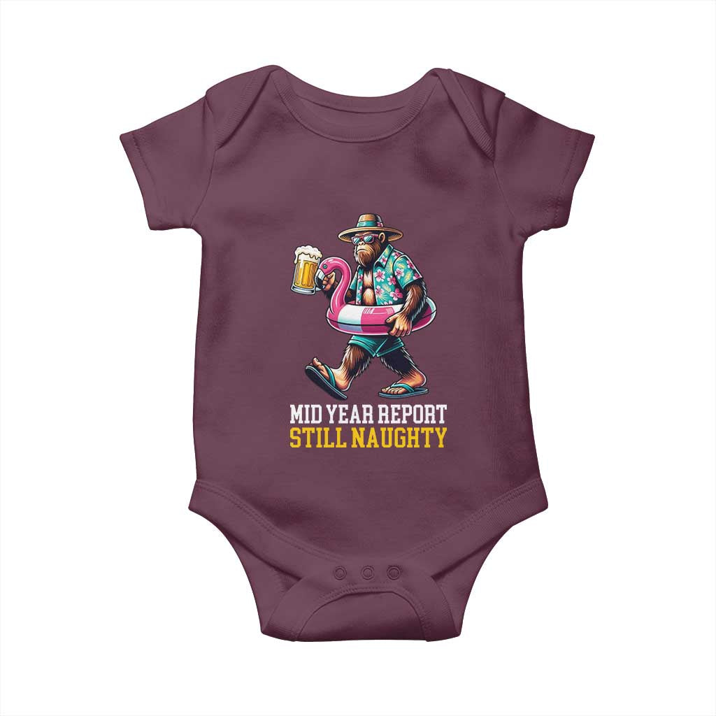 Mid-Year Report Still Naughty Baby Onesie Funny Bigfoot Drinking Beer Christmas in July