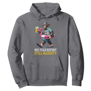 Mid-Year Report Still Naughty Hoodie Funny Bigfoot Drinking Beer Christmas in July