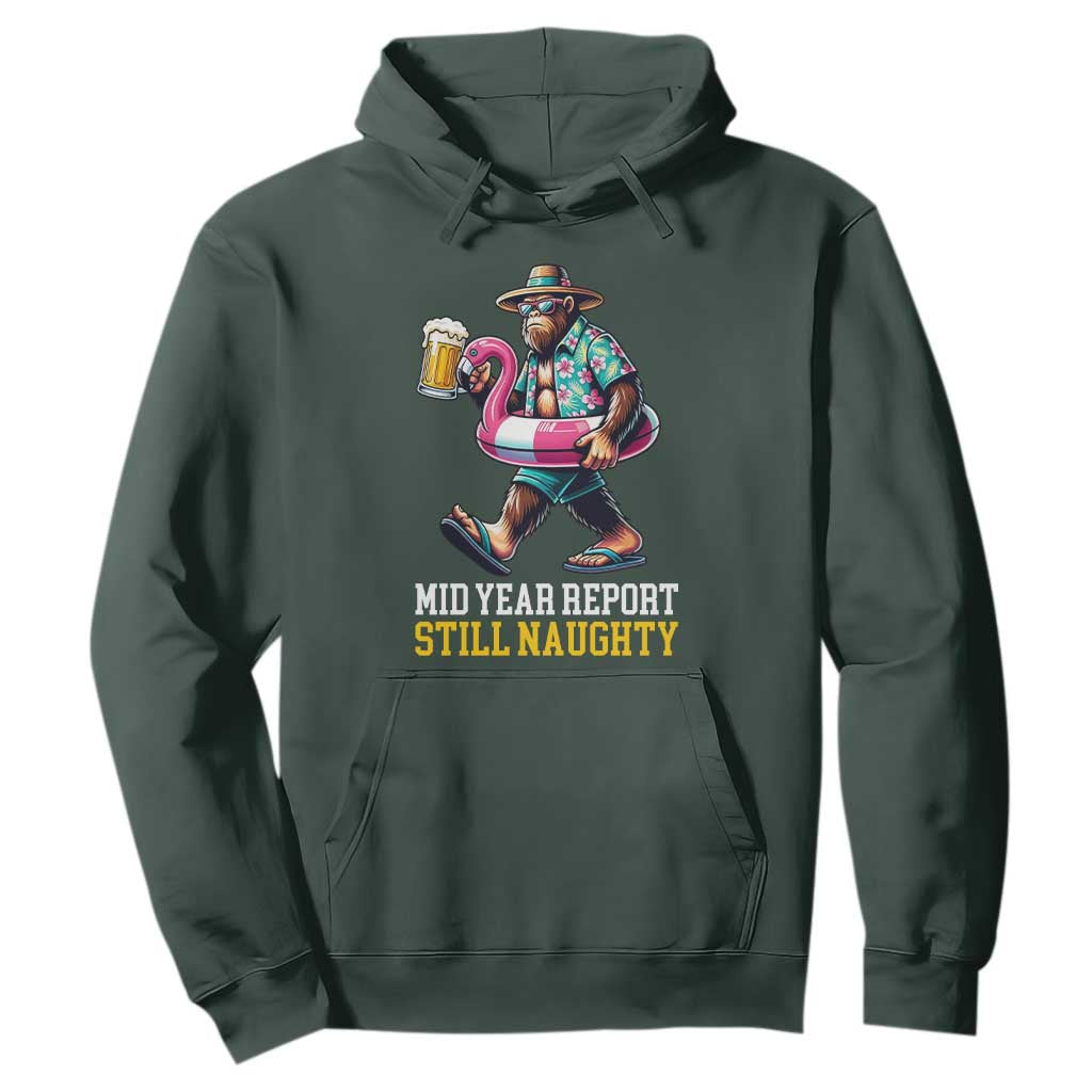 Mid-Year Report Still Naughty Hoodie Funny Bigfoot Drinking Beer Christmas in July
