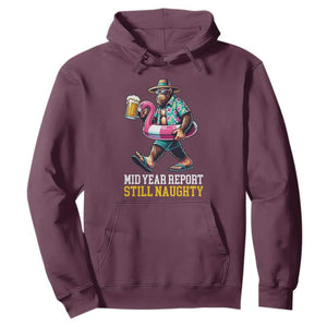 Mid-Year Report Still Naughty Hoodie Funny Bigfoot Drinking Beer Christmas in July