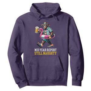 Mid-Year Report Still Naughty Hoodie Funny Bigfoot Drinking Beer Christmas in July