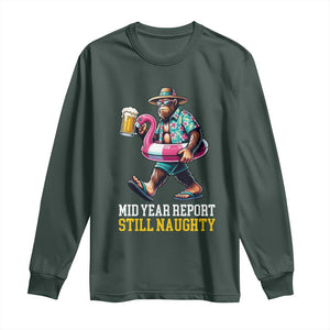 Mid-Year Report Still Naughty Long Sleeve Shirt Funny Bigfoot Drinking Beer Christmas in July